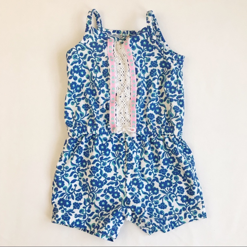 CARTERS Floral Romper Lace And Spaghetti Strap